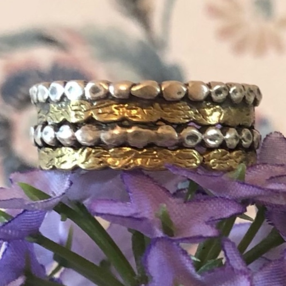 Silpada Sterling Silver and Brass Stacked Metals Ring R3477 Size 7